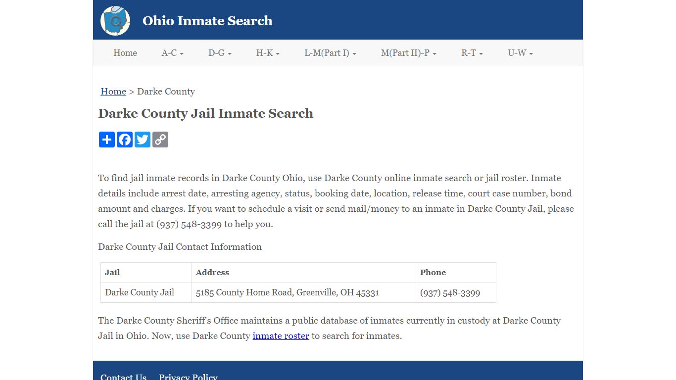 Darke County OH Jail Inmate Search